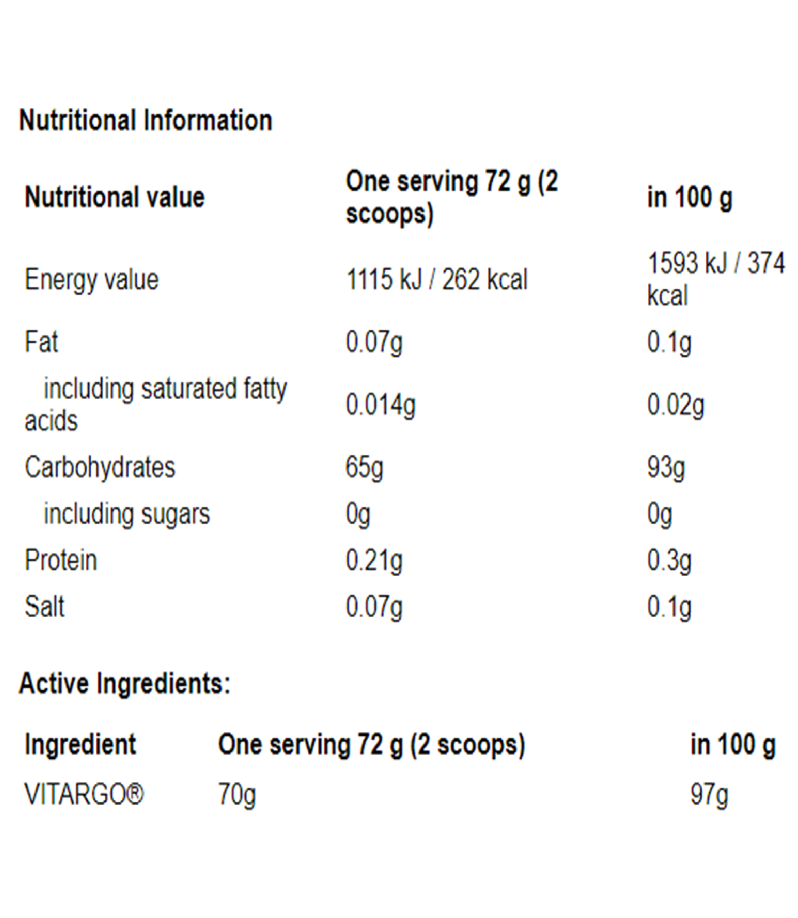 7Nutrition Vitargo Carboloader 1008gr